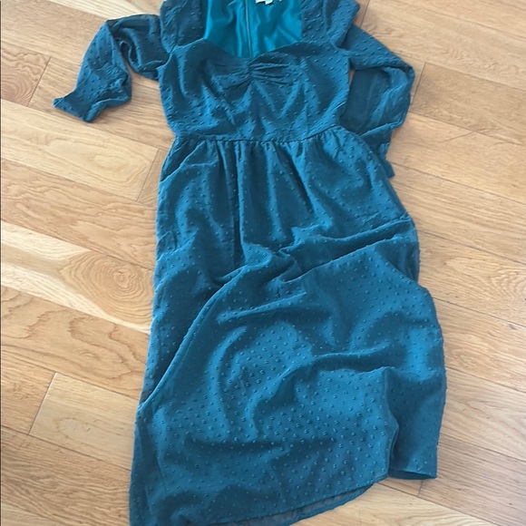 NWOT Rihoas Teal Long-Sleeve midi Dress - Picture 5 of 6